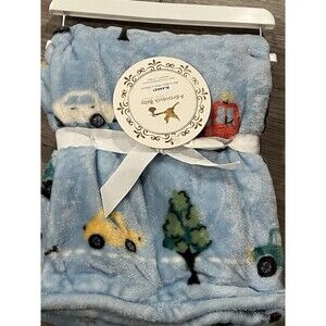 Adirondack My Cozy Baby Blanket Cars Trees Vehicles Blue Soft Cozy Plush New